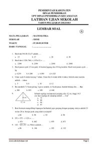 Contoh Soal Ujian Matematika Kelas 6 Dalchaebi