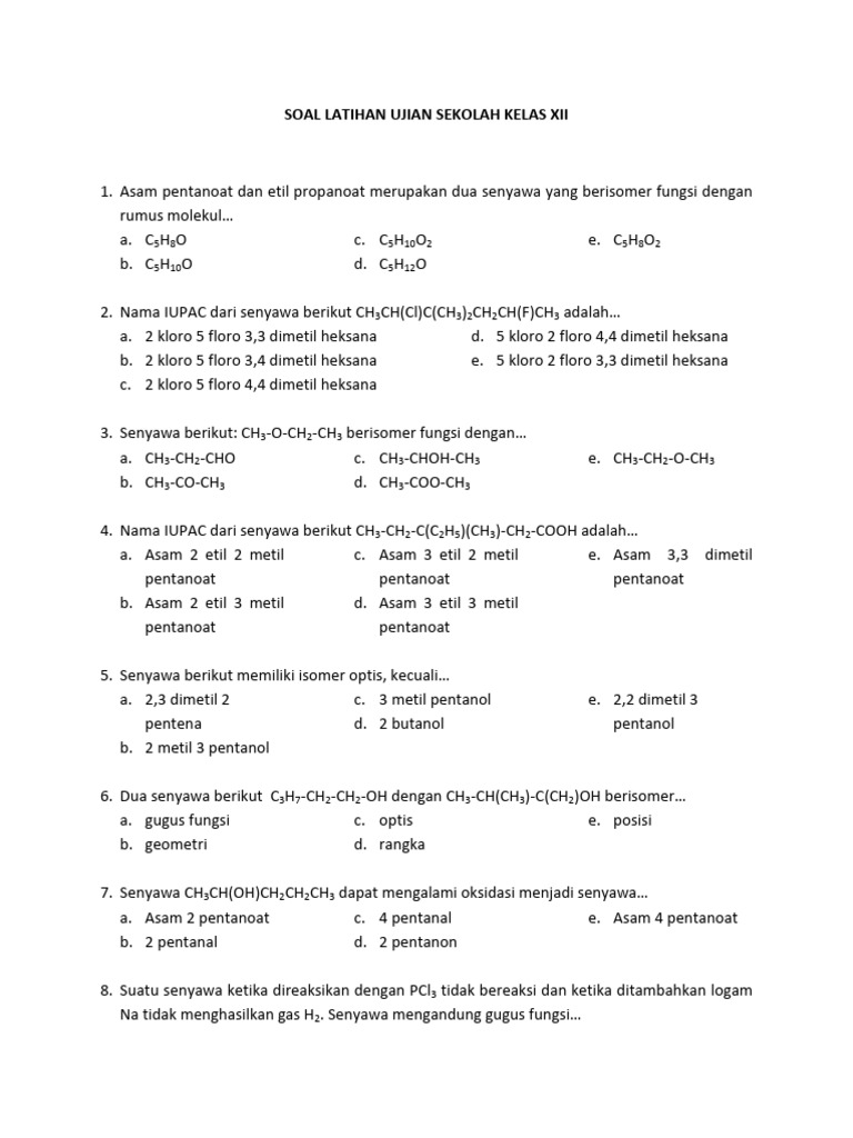 Soal Latihan Ujian Sekolah Kelas XII PDF