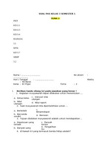 Soal PAS Kelas 3 Tema 3 Semester 1 PDF