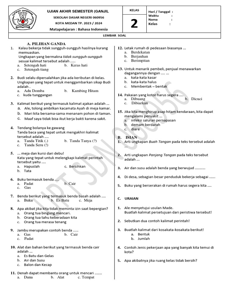 Contoh Soal Mid Kelas 2 Tema 5 Semester 2 K13 Terbaru 2026: Ternyata Ini Rahasia Bocoran Materi yang Wajib Dikuasai
