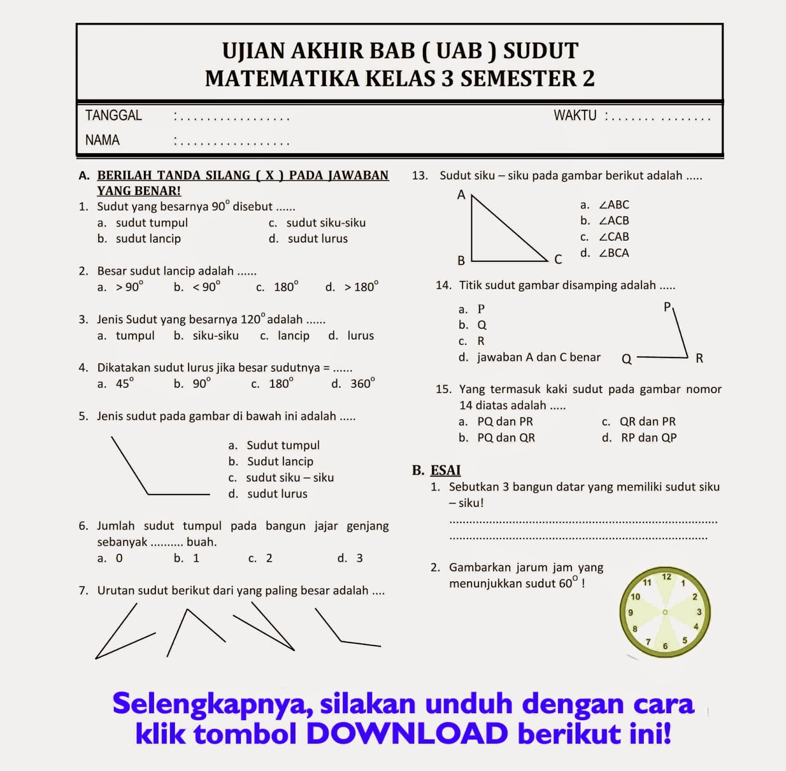 Ternyata 5 Contoh Soal Kelas 3 SD Semester 2 Ini Sering Muncul di Ujian 2026