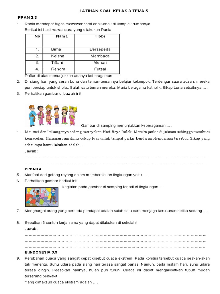 Ternyata Ini Contoh Soal Kelas 3 Tema 3 Subtema 3 Pembelajaran 2 Wajib Dikuasai di
