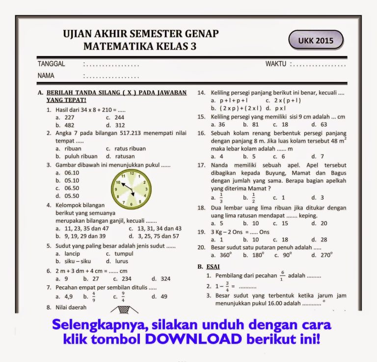 Wajib Tahu 7 Contoh Soal Mid Semester 2 Kelas 2 SD yang Paling Sering Muncul di 2026