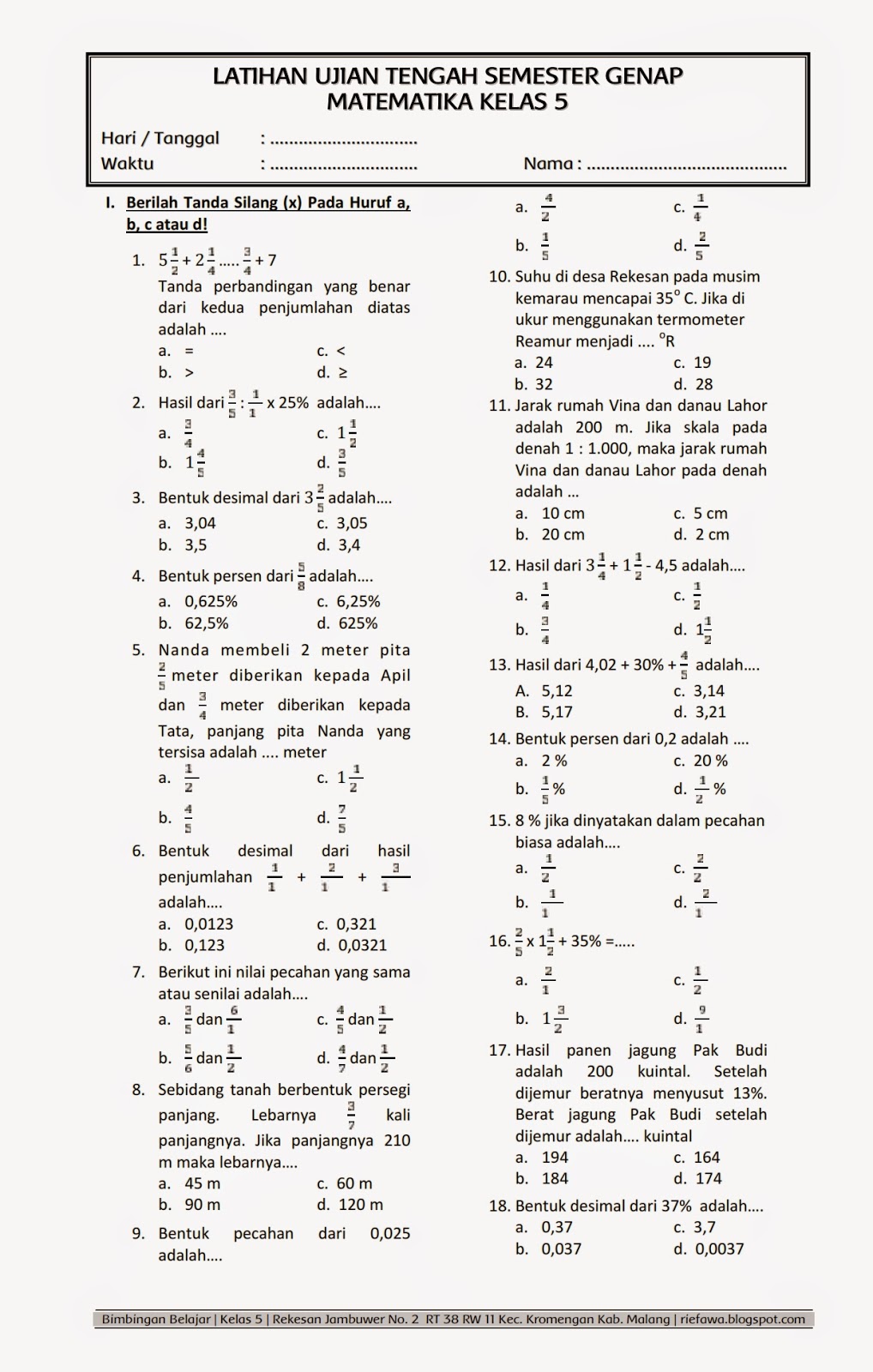 10 Contoh Soal Mid Matematika Kelas 5 Semester 2 K13 yang Sering Muncul dan Wajib Kamu Kuasai Sebelum Ujian 10 Contoh Soal Mid Matematika Kelas 5 Semester 2 K13 yang Sering Muncul dan Wajib Kamu Kuasai Sebelum Ujian