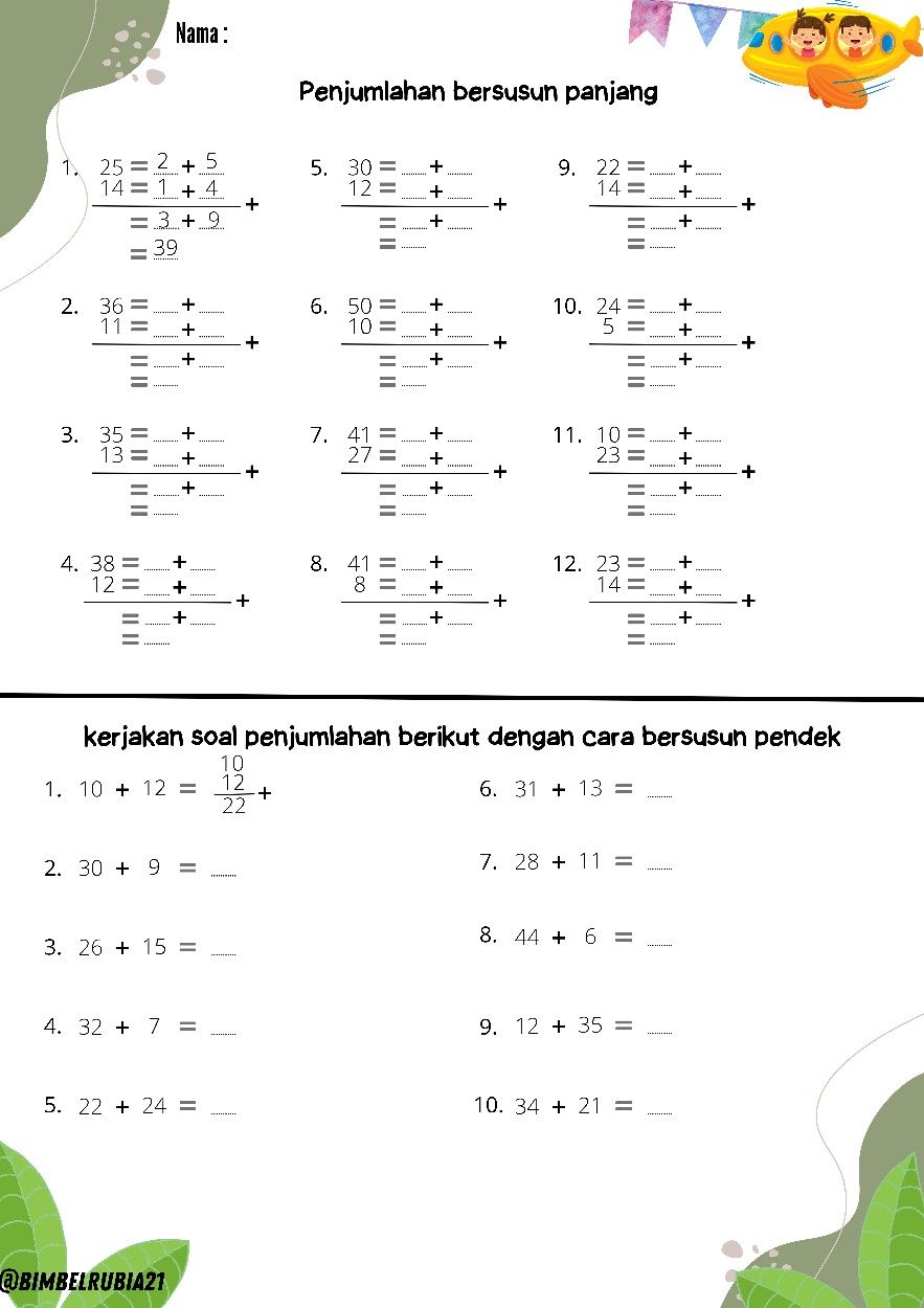 MTK SD kelas 1 semester Penjumlahan bersusun kelas 2 Penjumlahan MTK SD kelas 1 semester Penjumlahan bersusun kelas 2 Penjumlahan