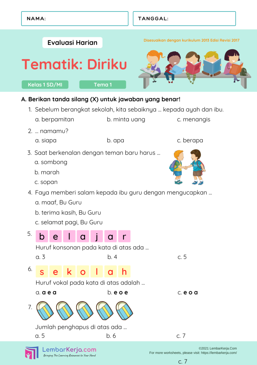 7 Contoh Soal Tematik untuk Kelas 1 MI Kurikulum 2017 yang Terbukti Bikin Anak Semangat 7 Contoh Soal Tematik untuk Kelas 1 MI Kurikulum 2017 yang Terbukti Bikin Anak Semangat