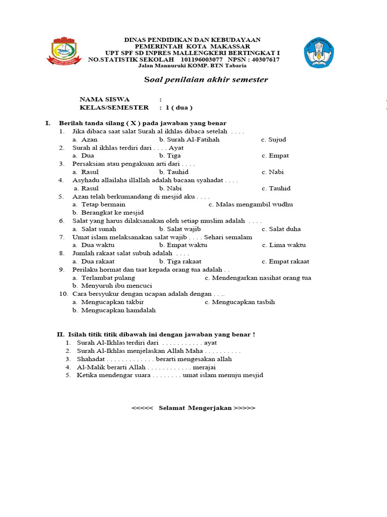 Inilah 7 Contoh Soal Mid Semester 2 Kelas 2 K13 yang Wajib Anak Kuasai Sebelum Ujian Inilah 7 Contoh Soal Mid Semester 2 Kelas 2 K13 yang Wajib Anak Kuasai Sebelum Ujian