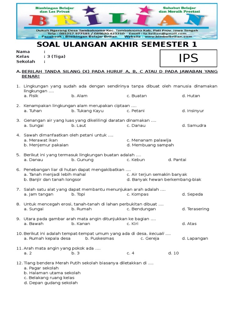 Terbukti! 5 Contoh Soal IPS Kelas 3 Semester 2 dan Kunci Jawaban yang Wajib Dipelajari