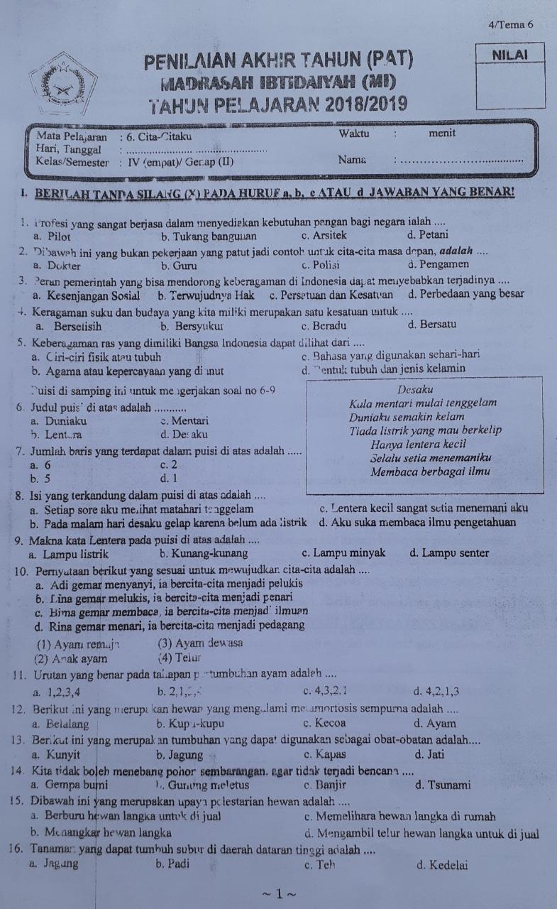 Rahasia Jawaban Soal Tema 6 Kelas 4 Sub Tema 3 Agar Nilai Ujian Langsung Sempurna Rahasia Jawaban Soal Tema 6 Kelas 4 Sub Tema 3 Agar Nilai Ujian Langsung Sempurna