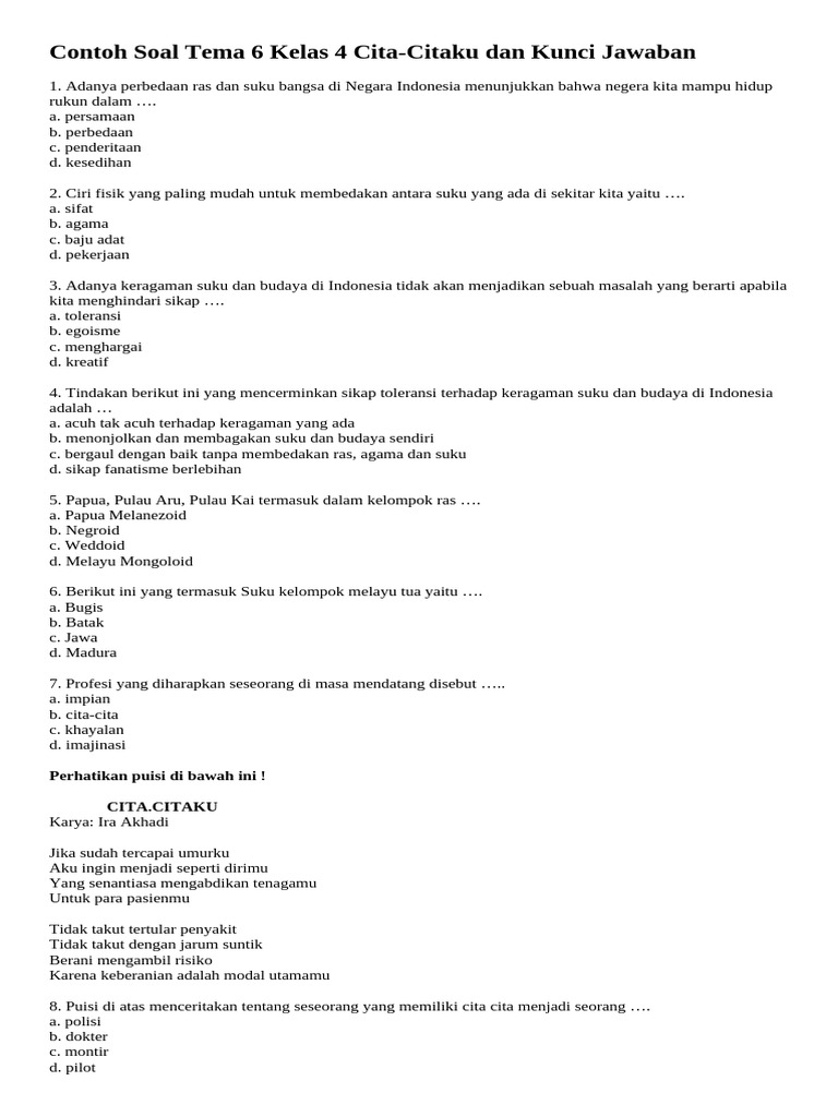 Rahasia Sukses Menjawab Soal Tema 6 Kelas 4 UKK Agar Nilai Langsung Melonjak Tinggi Rahasia Sukses Menjawab Soal Tema 6 Kelas 4 UKK Agar Nilai Langsung Melonjak Tinggi