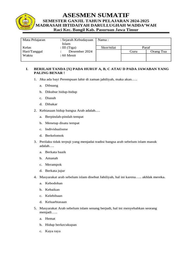 Segera Download Soal UKK SKI Kelas 3 MI Terbaru Agar Nilai Ujian Langsung Melejit