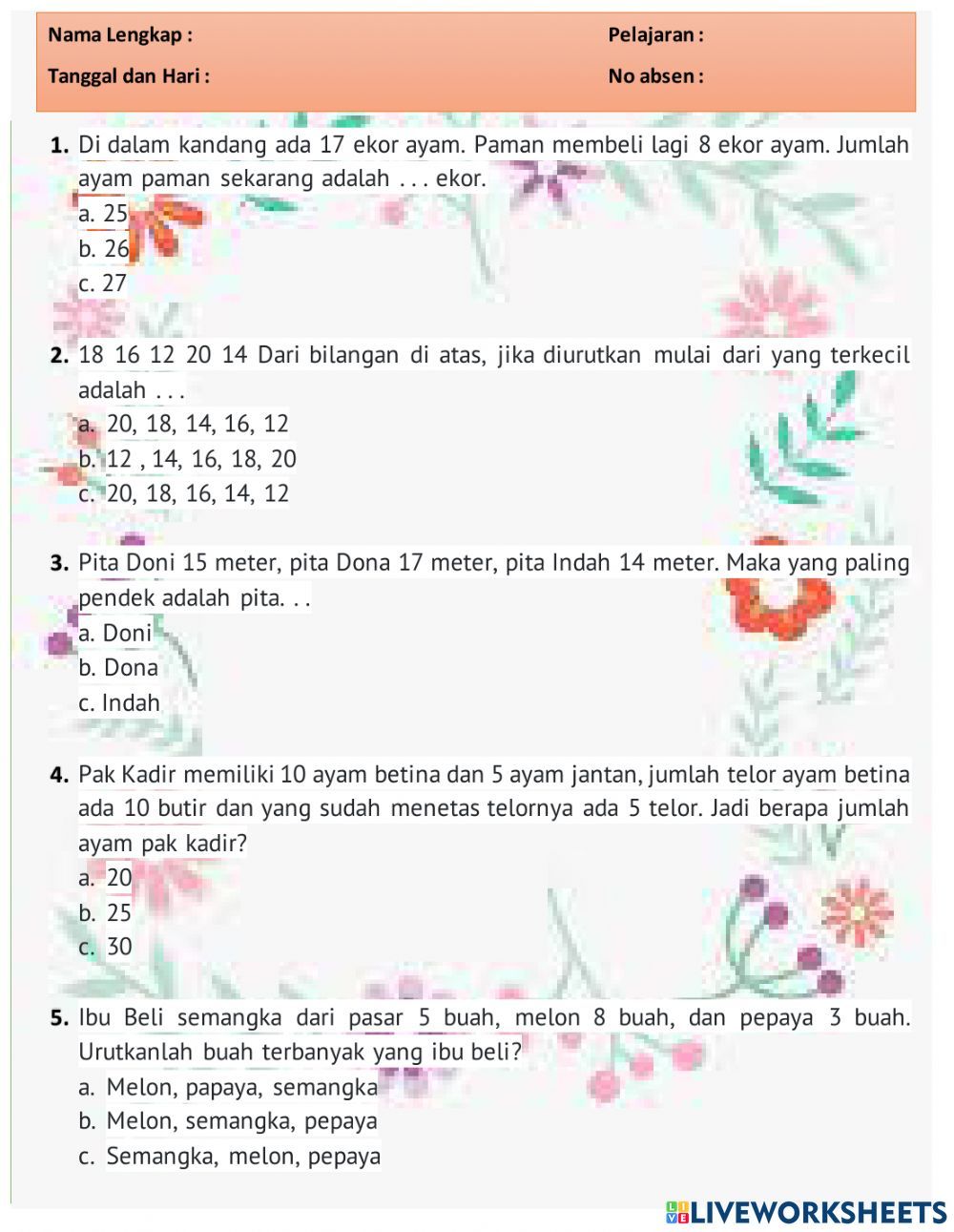 Wajib Tahu! Ini Kumpulan Latihan Soal Tematik Kelas 1 SD Semester 2 Paling Akurat Wajib Tahu! Ini Kumpulan Latihan Soal Tematik Kelas 1 SD Semester 2 Paling Akurat